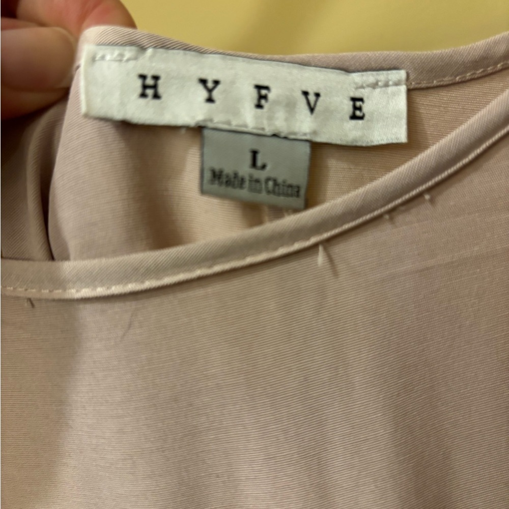HYFVE Tan Tiered Midi Dress Size Large Flowy Halter Neck Neutral Boho - Picture 4 of 6
